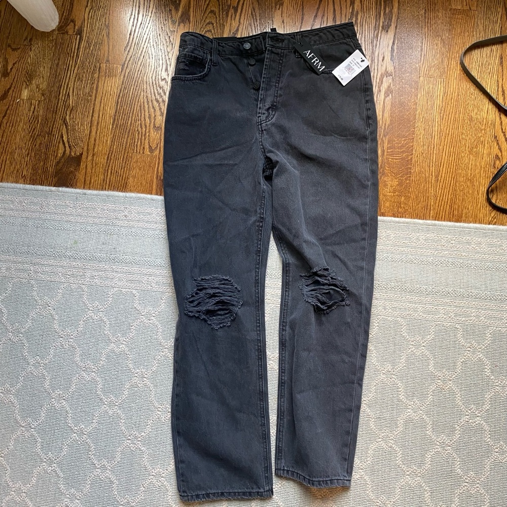 Black AFRM high rise ripped jeans. New and size 27